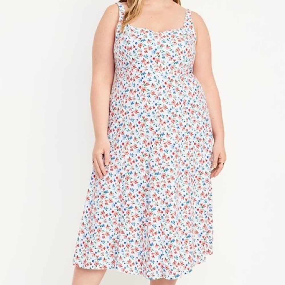 Fit & Flare Linen-Blend Midi Dress AMERICANA color